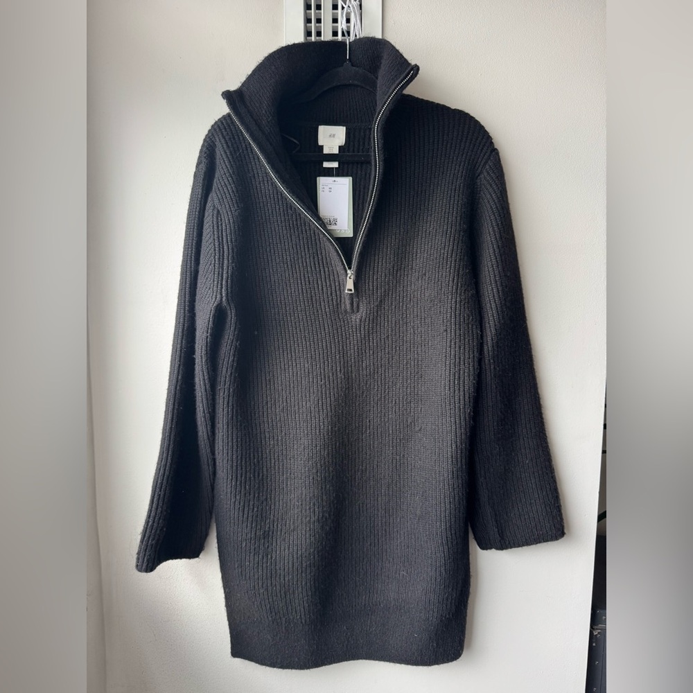 NWT - Black Half-Zip Sweater Dress